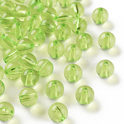 Perles en acrylique transparente, ronde, vert jaune, 10x9mm, Trou: 2mm, environ 940 pcs/500 g