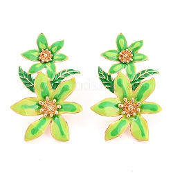 Boucles d'oreilles pendantes en alliage de zinc, thème de la saint-patrick, fleur, lime green, 46x31.5mm