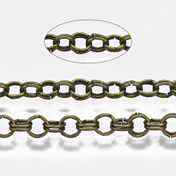 Роло железа цепи, двойные цепи ссылка, несварные, с катушкой, античная бронза, ссылка: 3.6x0.5 mm, около 164.04 фута (50 м) / рулон