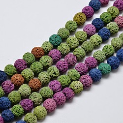 Runde Perlenstränge aus natürlichem Lavastein, gefärbt, Farbig, 6 mm, Bohrung: 1 mm, ca. 63 Stk. / Strang, 15.7 Zoll