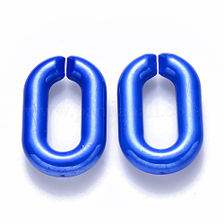 Anneaux de liaison acryliques opaques, connecteurs à liaison rapide, pour la fabrication de chaînes de câble, nacré, ovale, bleu, 31x19.5x5.5mm, diamètre intérieur: 19.5x7.5 mm