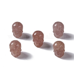 Perle di quarzo fragola naturale, teschio, 13x10x11.5mm, Foro: 1 mm