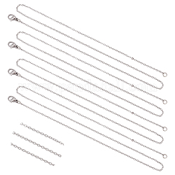 Unicraftale classique plaine 304 en acier inoxydable hommes femmes colliers de chaîne de câble, avec fermoir, couleur inoxydable, 17.7 pouce (45 cm), 20 pcs / boîte