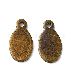 Brass Stamping Blank Tag Pendants, Soldered, Oval, Antique Bronze, 13x7x1mm, Hole: 1.3mm