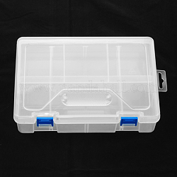 Пластиковые бисера контейнеры, 5 отсеков, прямоугольные, прозрачные, 247x163x60 мм, Отсек: 155x114~72x74 мм