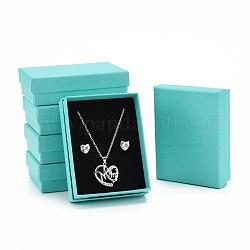 Geschenkboxen aus Pappe, für Halskette, Ohrringe, mit schwarzem Schwamm innen, Rechteck, Medium türkis, 9.2x7x2.7 cm
