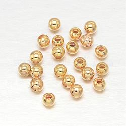 Laiton ronde séparateurs perles, sans plomb et sans cadmium et sans nickel, véritable 18k plaqué or, 3mm, Trou: 1mm, environ 1200 pcs/50 g
