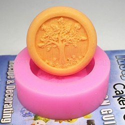 Moules à savon ronds en silicone à motif d'arbre de vie, bricolage, pour la fabrication de savons artisanaux, rose chaud, 90x30mm