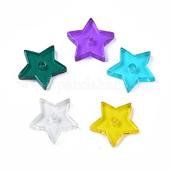 Transparent Acrylic Beads, Star, Mixed Color, 14x14.5x2.5~3mm, Hole: 1.8mm