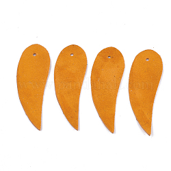 Umweltfreundliche Schaffelllederanhänger, Träne, orange, 46.5x15x1 mm, Bohrung: 1.5 mm