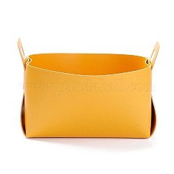PU Leather Storage Box, Cuboid, Orange, 23x14.7x16.3cm