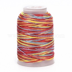5 rouleaux de cordons en polyester teints par segments à 15 épaisseurs, cordon de milan, ronde, cramoisi, 0.7mm, environ 54.68 yards (50 m)/rouleau