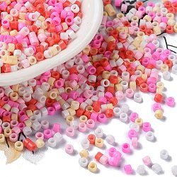 Perle di vetro per la cottura di vernici, cilindro, perla rosa, 2.5x2mm, Foro: 1.4 mm, circa 45359pcs/libbra