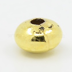 Perlas de espaciador de hierro, rerondana plana, dorado, 8x5mm, agujero: 2 mm