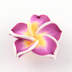 Argilla polimerica artigianali 3 d Plumeria fiore perline, orchidea, 30x11mm, Foro: 2 mm
