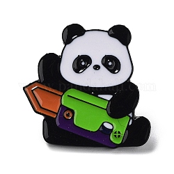 Couteau à radis et épingles en émail panda, broche en alliage de zinc noir pour vêtements de sac à dos, noir, 25x26x2mm