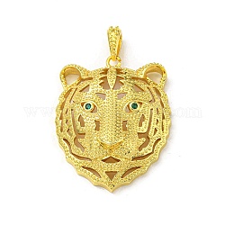 Veri pendenti in ottone placcato oro 18k, con zirconi, ciondoli con testa di leopardo, verde, 45x36x15mm, Foro: 7.8x4.8 mm