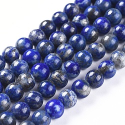 Abalorios de lapislázuli naturales hebras, redondo, 6mm, agujero: 1 mm, aproximamente 58 pcs / cadena, 15.28 pulgada (38.8 cm)