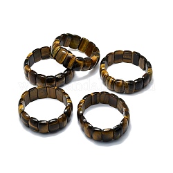 Bracelet extensible rectangle en perles d'oeil de tigre naturel, bijoux en pierres précieuses pour femmes, diamètre intérieur: 2-1/8 pouce (5.5 cm)