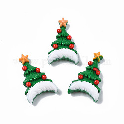 Cabochons en résine opaque, arbre de Noël, verte, 34.5x20x9mm