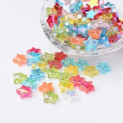 Eco-Friendly Transparent Acrylic Beads, Star, AB Color, Mixed Color, 10x4mm, Hole: 1.5mm, about 100pcs/bag