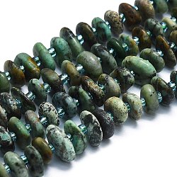Brins de perles turquoises africaines naturelles (jaspe), puces, 10~12x8~9x3~4mm, Trou: 2mm, Environ 83 pcs/chapelet, 15.55'' (39.5 cm)