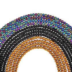 12 hebras 3 colores hebras de perlas de vidrio electrochapadas, redondo, lleno chapado, color mezclado, 2mm, agujero: 0.6 mm, aproximamente 180 pcs / cadena, 14.17 pulgada (36 cm), 4 hebras / color