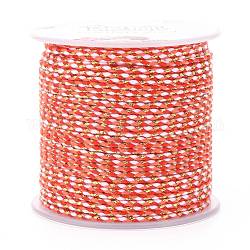 Cordón de polialgodón de 4 capa, cuerda de algodón macramé hecha a mano, con alambre de oro, para colgar en la pared de cuerda, diy artesanal hilo de tejer, rojo naranja, 1.5mm, alrededor de 21.8 yarda (20 m) / rollo