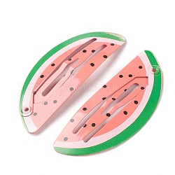 Back lackiertem Eisen Snap Haarspangen, für den Kindertag, Wassermelone, rot, 55x21.5x2.5 mm