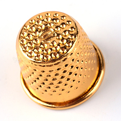 Алюминий палец наперстков металлический защитный протектор швейная рукоятка, золотые, 15x19 мм