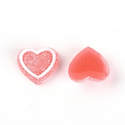 Аксессуары для кабошонов из смолы, матовые, имитация ягодных конфет, сердце, salmon, 15x17x5.5 мм