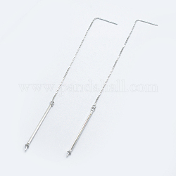 925 Sterling Silver Stud Earring Findings, For Half Drilled Beads, Platinum, 120mm, Pin: 0.8mm
