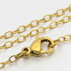 304 Edelstahl Kabelkette Halsketten, mit Karabiner verschlüsse, golden, 23.5 Zoll (59.7 cm), 3x2.3 mm