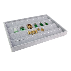 Porta organizer per display pendente in velluto a 4 livello, vassoio per gioielli per riporre i ciondoli, rettangolo, grigio, 240x350x30mm