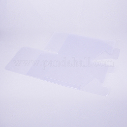 Boîte de faveur rectangle en pvc givré boîte-cadeau de friandises, pour la boîte d'emballage de douche de bébé de noce, blanc, 250x180x0.8mm, déplier: 9x9x9cm