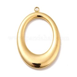Ionenbeschichtung (IP) 304 Edelstahlanhänger, ovale Ringanhänger, echtes 18k vergoldet, 29x19.5x3 mm, Bohrung: 1.4 mm