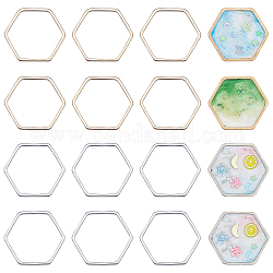 Olycraft messing verbindungsringe, Hexagon, Platin & golden, 22x22.5x1 mm, 160 Stück / Karton