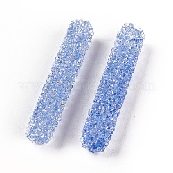 Perles de strass en verre, pour la fabrication artisanale de bijoux bricolage, Tube, saphir clair, 32~33x6mm, Trou: 0.8mm