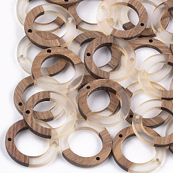 Connettori per collegamenti in resina e legno di noce, anello, fumo bianco, 28x3mm, Foro: 1.8 mm