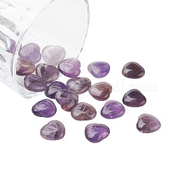 Superfindings 20pcs corazón teñido natural ágata rayada corazón piedra de palma, piedra de bolsillo para la meditación de equilibrio de energía, con bolsas de tela de terciopelo con cordón, púrpura, 16~16.5x15~15.5x6~6.5mm