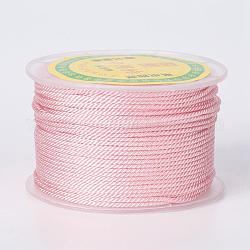 Round Polyester Cords, Milan Cords/Twisted Cords, Misty Rose, 1.5~2mm, 50yards/roll(150 feet/roll)