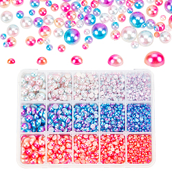 Cabujones acrílicos de perlas de imitación pandahall elite, semicírculo, color mezclado, 3~8x1~4mm, 150 g / caja