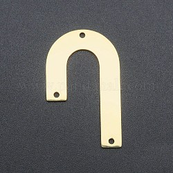 201ステンレススチール製シャンデリアコネクターパーツ  非対称円弧形状  レーザー切断  ゴールドカラー  35x21.5x1mm  穴：1.6mm
