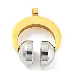 Baño de iones (ip) 304 colgantes de acero inoxidable, auriculares, acero color oro y acero, 32.5x26x13mm, agujero: 4 mm