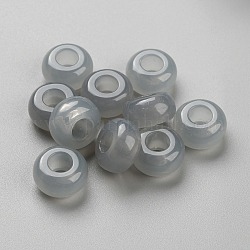 Harz europäischen Perlen, Großloch perlen, Rondell, dunkelgrau, 14x7.5 mm, Bohrung: 5.8 mm