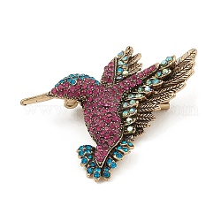 Rhinestone Bird Brooch Pin, Alloy Badge for Backpack Clothes, Antique Golden, 51.5x43.5x10.5mm