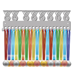 Support de mur d'affichage de support de cintre de médaille de fer de mode, 20 crochets, avec des vis, modèle de médaille, 118x400mm, Trou: 5mm