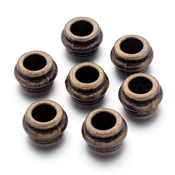 Tibetischer stil legierung perlen, Bleifrei und cadmium frei, Trommel, Antik Bronze, 12x7 mm, Bohrung: 7 mm