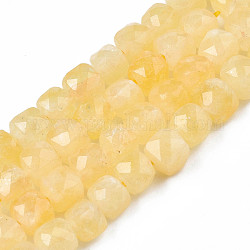 Chapelets de perles de quartz naturel, teinte, facette, cube, jaune verge d'or clair, 5.5x6x6mm, Trou: 1mm, Environ 61~62 pcs/chapelet, 12.99 pouce ~ 13.19 pouces (33 cm ~ 33.5 cm)