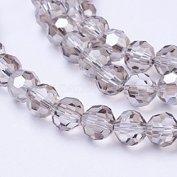 Brins de perles rondes en verre à facettes (32 facettes), gainsboro, 8mm, Trou: 1mm, Environ 70~72 pcs/chapelet, 22.6 pouce